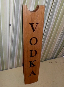 LIQUOR BAR 1/2 WOOD BARREL STAVE Wall mount ' VODKA ' sign. Charred back & - Picture 1 of 3