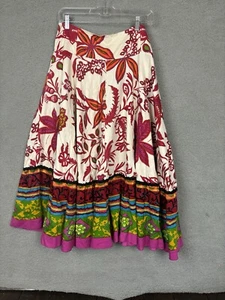SOFT SURROUNDINGS MULTI-PRINT BOHO/FESTIVAL TIERED COTTON MAXI SKIRT, SZ M - Picture 1 of 10