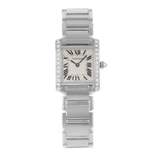 Reloj Cartier Tank Francés Oro Blanco 18K Diamante Cuarzo Damas WE1002S3