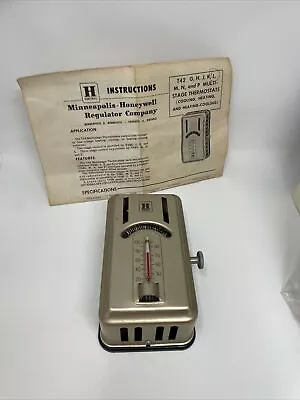 Vintage #t42l Art Deco  Honeywell Gold Metal Thermostat • 81.11$