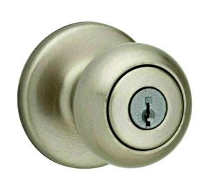 Kwikset Knob Lockset, Satin Nickel, Cove Entry, 400CV 15 6AL RCS K3 V1, 2 Keys - Picture 1 of 9