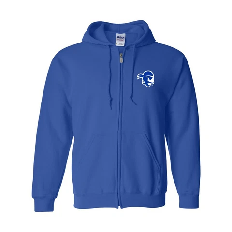 Seton Hall Pirates Primary Logo Left Chest Full Zip Sweatshirt - Royal Cover