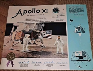 Vintage NASA Apollo XI 11 Moon Lunar Landing Employee Recognition Certificate - Picture 1 of 6