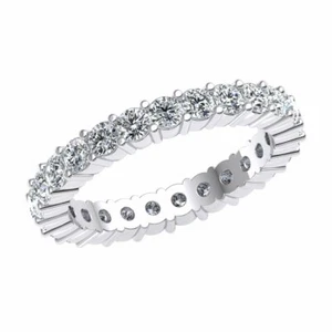 1.70Ct Round Diamond Shared Prong Wedding Eternity Ring Band 18k White Gold F VS - Picture 1 of 1