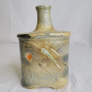 VINTAGE Kunstkeramik ASIATISCH INSPIRIERT FLASCHE orange Sonne KOLBEN Vase ~ KÜNSTLER SIGNIERT - Bild 1 von 17