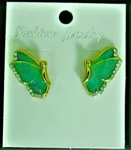 Cute Crystal Rhinestone Butterfly Stud Earrings Fashion Bridal FAST FROM USA - Picture 1 of 2