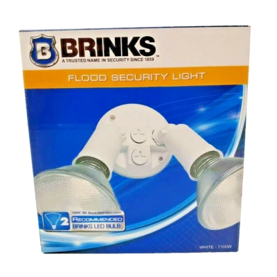 Brinks Indoor Outdoor Flood Garden Security Safety Light White 7100W 2 Head New - Image 1 of 4