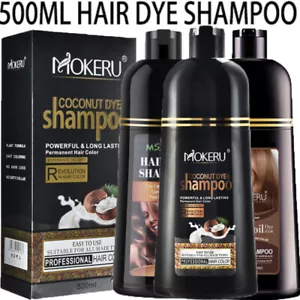 Mokeru Instant Hair Color Dye Shampoo Natural Coconut Argan Oil Permanent 500ml - Picture 1 of 55