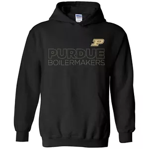 Purdue Boilermakers Modern Outline Hooded Sweatshirt - Black - Picture 1 of 6