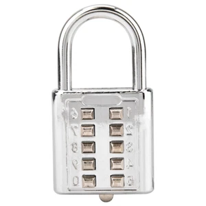 10 Digit Push Button Combination Password Padlock - Features Blind Buttons For - Picture 1 of 9