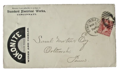 US SC 220 CINCINNATI, OHIO POSTAL HISTORY COVER 1892 - Image 1 of 2