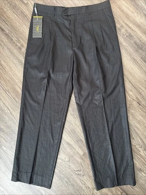 NUEVO Pantalones de vestir plisados de lana y seda Armani Collezioni - 34x28 - negros y morados Foto 1 de 4