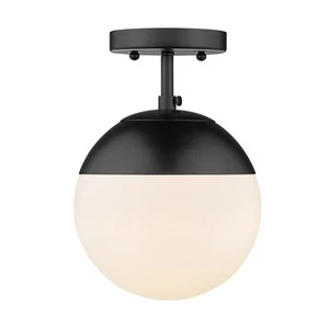 Golden Lighting 3218-SF Dixon 8"W Semi-Flush Globe Ceiling - Black - Picture 1 of 5