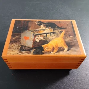 Musical Memories "Playful Kittens" Musical Wood Jewelry box (It's a Small World) - Picture 1 of 12