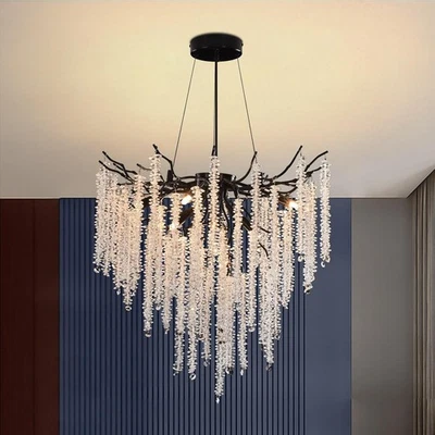  Luxury Crystal Chandelier Round Crystal Pendant Light, Silver For Patio - Image 1 of 4