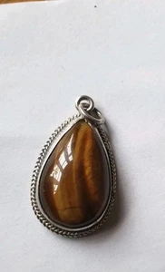 Colgante ojo de tigre de plata vintage leer descripción - Imagen 1 de 11