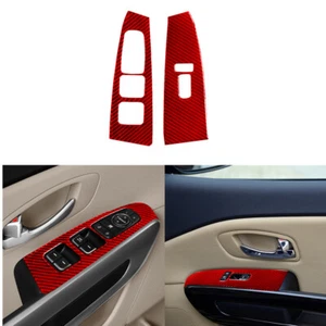 Control de puerta delantera de fibra de carbono rojo sin cubierta de moldura plegable para KIA Sedona 15-16 - Imagen 1 de 16