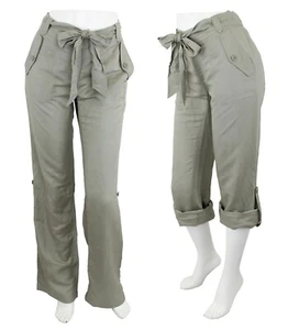 BCBGeneration Capri Convertible Dress Pants, Women's Linen Blend Laurel Green, 6 - Picture 1 of 8