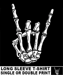 Skeleton Hand Rock And Roll Symbol Salute Devil Horns Metal Horns T-shirt WS9 - Picture 1 of 12