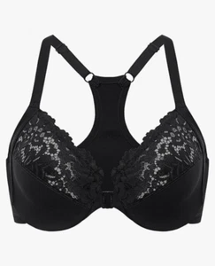 Delimira Women's Racerback Front Closure Bras Lace Plus Size Full Coverage Under - Picture 1 of 5