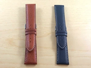 Cinturino vera pelle imbottito bisonte colori marrone e blu scuro ansa 22mm - Picture 1 of 4