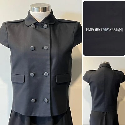 Chaqueta EMPORIO ARMANI Negra Doble Pecho Algodón Elástico Forrada 44IT/12Aust/8US Foto 1 de 4