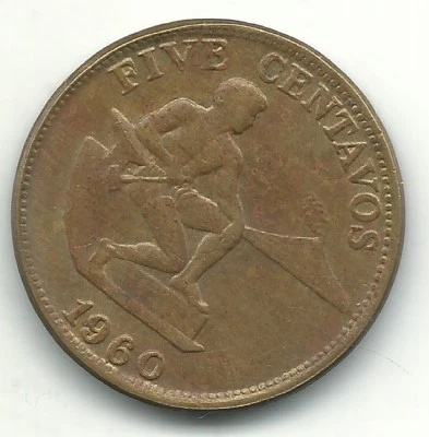 HIGH GRADE AU 1960 P US PHILIPPINES 5 CENTAVOS COIN-JUN645 - Image 1 of 2