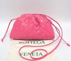 Bottega Veneta Intrecciato The Pouch Shoulder Bag Leather Pink H5.1"×W8.7"×D2" - Picture 1 of 19
