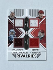 2013-14 IN THE GAME PATRICK ROY YZERMAN JOE SAKIC OSGOOD R-02 QUAD JERSEY