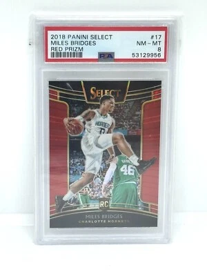 2018-19 Panini Select Concourse Red Prizm /199 Miles Bridges #17 Rookie RC PSA 8 - Image 1 of 2