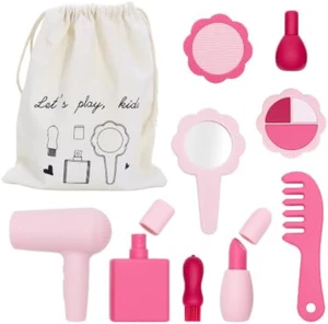 Silicone Pretend Play Makeup Set for Kids – Pink Little Girls Beauty Kit, Washab - Picture 1 of 12