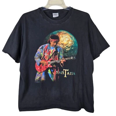 Vtg 90s 1998 Carlos Santana Band T Shirt Size XL Black Double Sided Rock Guitar - Image 1 of 4