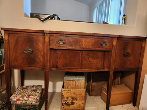 1940s ANTIQUE FEDERAL MOHAGONY SIDEBOARD BUFFET BY TOMLINSON OF HIGH POINT Cover