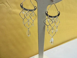 Pendientes colgantes postes múltiples triángulos y cristales de 3 pulgadas 0,925 libras esterlinas - Imagen 1 de 2