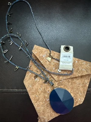 Collar Anthropologie Serafina Cuentas Largas con Colgante de Piedra Azul NUEVO CON ETIQUETAS RARO Foto 1 de 4