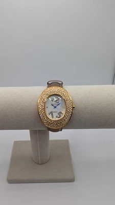 Joan Rivers Classics Collection relógio de quartzo tom dourado com moldura de cristal e caixa - Imagem 1 de 4