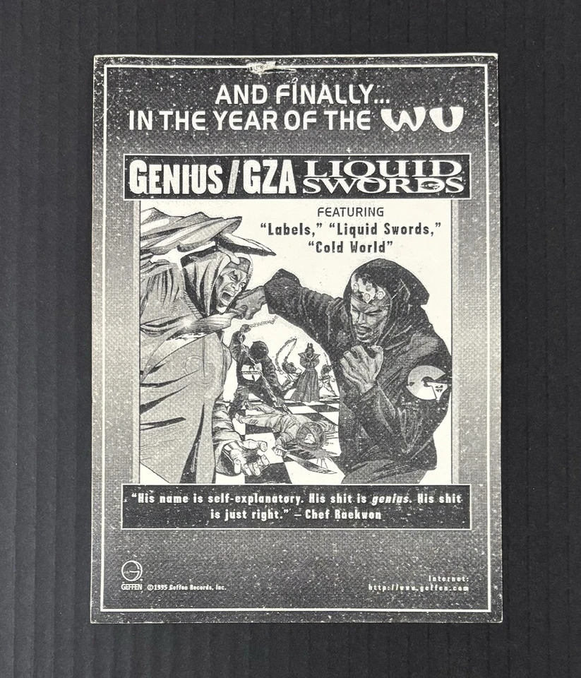 Espada líquida Genius/Gza 1995 volante promocional oficial Wu-Tang Clan Foto 1 de 4