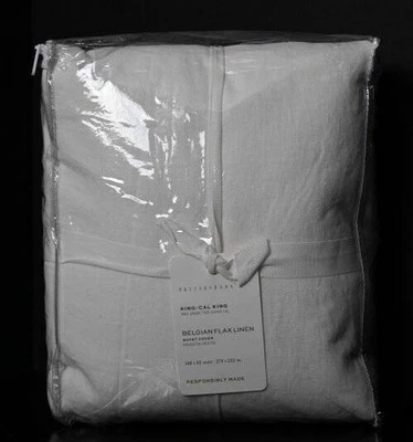Edredón Pottery Barn Belga Lino Doble Brida King/Cal.King ~ Blanco Nuevo con Etiquetas... Foto 1 de 4
