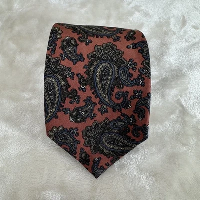 Corbata de seda para hombre Robert Talbott EE. UU. cobre con marrones, acero azul, gris cachemira Foto 1 de 4