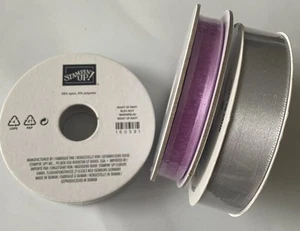 Stampin' Up! Ribbon Bundle Lot of 3 Silver, Fresh Freesia, Night Of Navy New - Picture 1 of 13