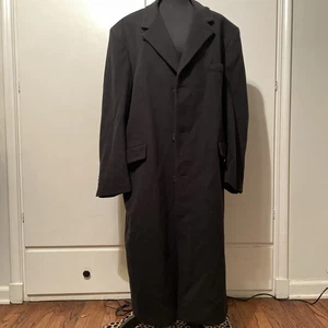 VTG Brooks Brothers Black Wool Cashmere Overcoat Mens 42R Button Down Long Lined - Picture 1 of 14