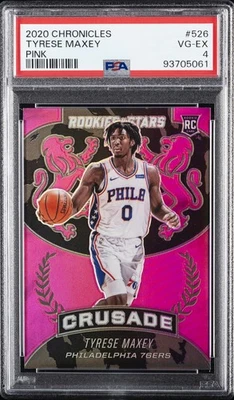 2020 PANINI CHRONICLES PINK #526 TYRESE MAXEY ROOKIE RC PSA 4 - Image 1 of 2