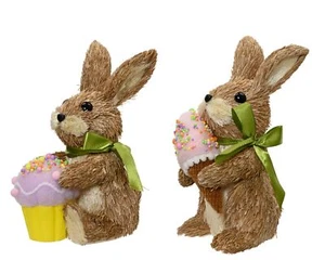 1 Dekofigur 16cm Osterhase Strohfigur Dessert Dekohase Osterdeko Natur Braun - Bild 1 von 1