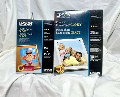 Papel fotográfico Epson brillante, sin bordes, 5" x 7", 20 hojas y 4” x 6”, 100 hojas Foto 1 de 3