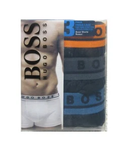 Hugo Boss Men's Black Contrast Logo Waistband Cotton Stretch Boxer Shorts 3 Pack - Picture 1 of 1