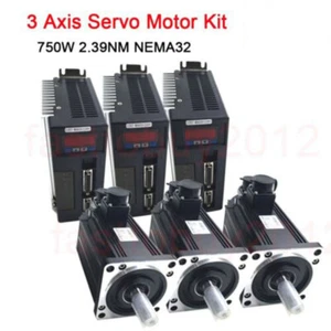 3Axis 750W 2.39NM AC Servo Motor Nema32 Servo Drive 3m Encoder Cable for Mill - Picture 1 of 12