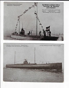 2 German Super Submarine RPPC Postcards The Deutschland Odhams Ltd p2226 - Picture 1 of 2