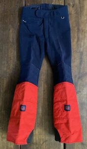Vintage Ski Pants Girls Size 10 Medium Navy Blue Red High Waisted Roffe 90s - Picture 1 of 11