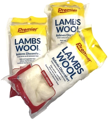 PACK of 3 PREMIER LAMBS WOOL PADDING 100% GENUINE HELPS RELIEVE FOOT PAIN 3/8 OZ - Image 1 of 2