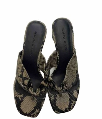 REBECCA MINKOFF Womens Abrianna Heeled Thong Sandals Sandrift Python Size 8 - Изображение 1 из 4